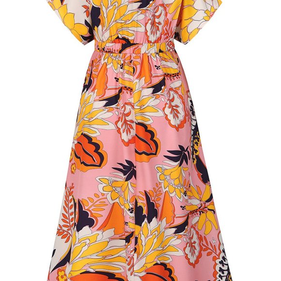 Printed Dolman Sleeve Side Slit Maxi Dress - Picture 3 of 3